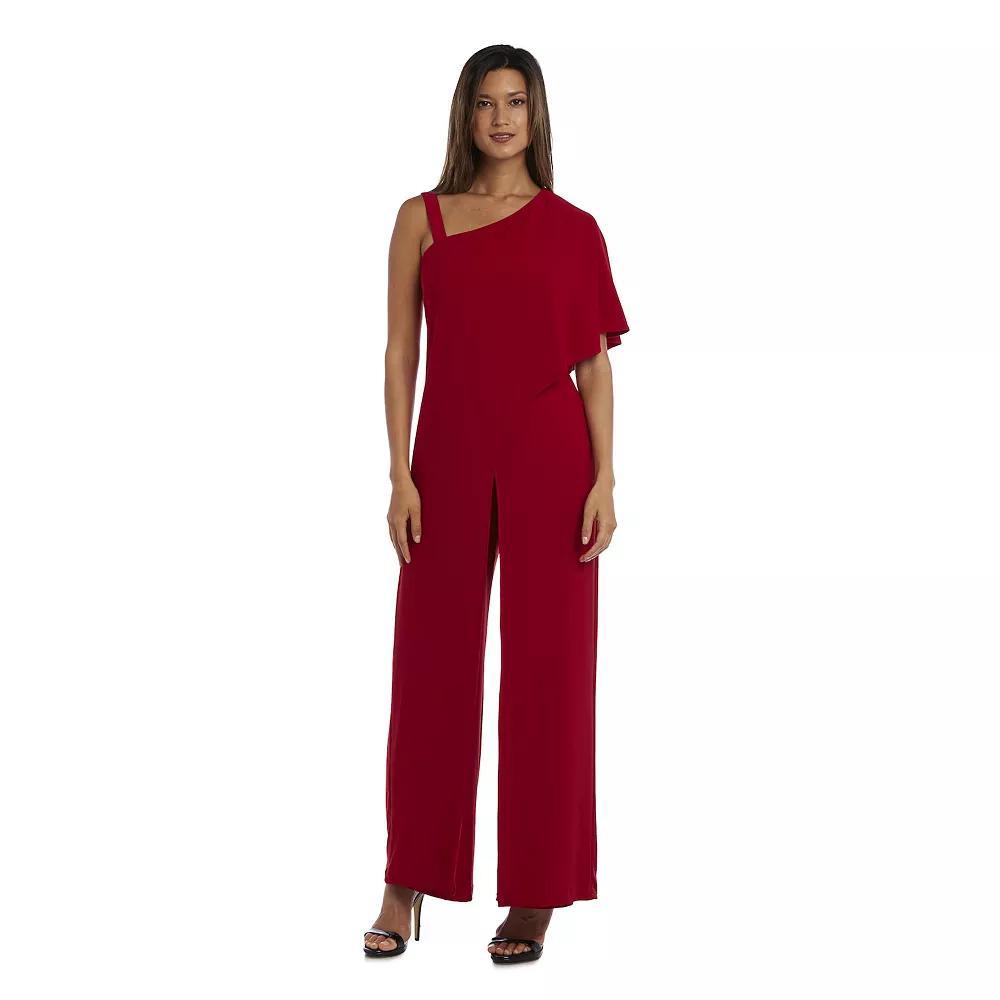 Women's R&M Richards One-Shoulder Drape Panel Jumpsuit, Size: 12, Red Product Image