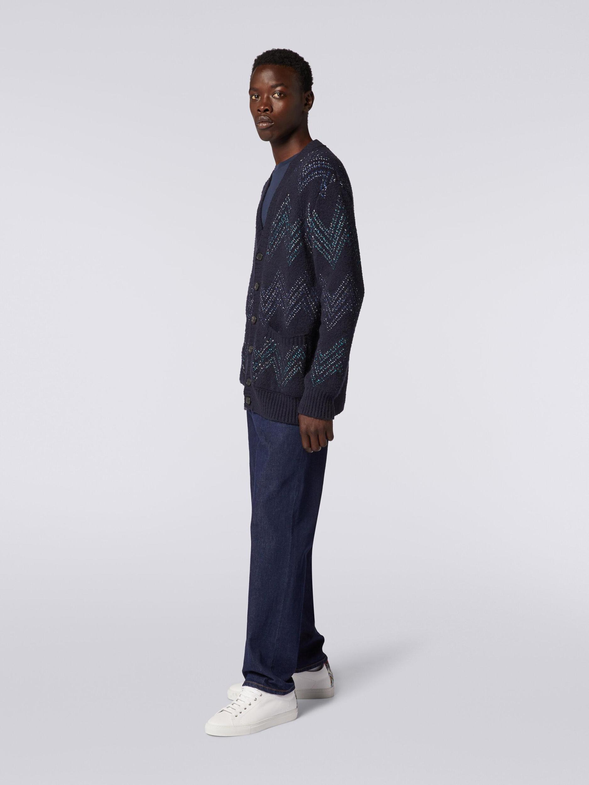 Zigzag cotton blend V-neck cardigan Product Image