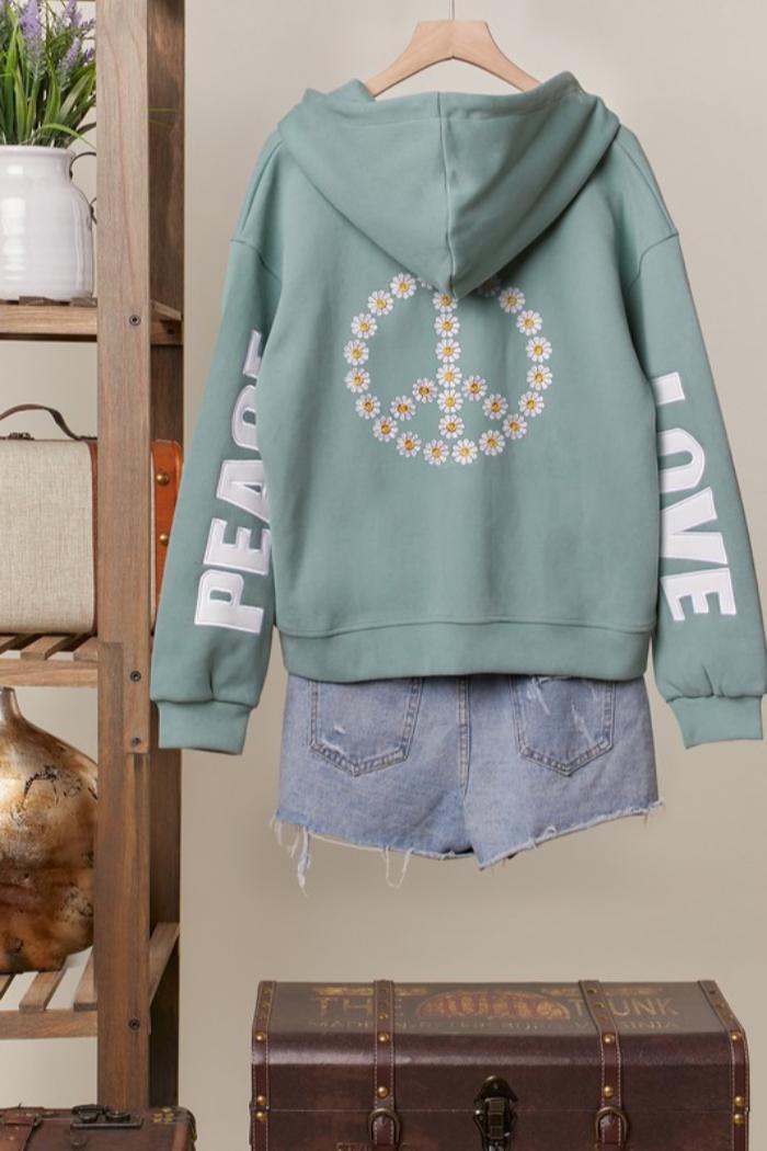 Peace Love Zip Up Hoodie Product Image