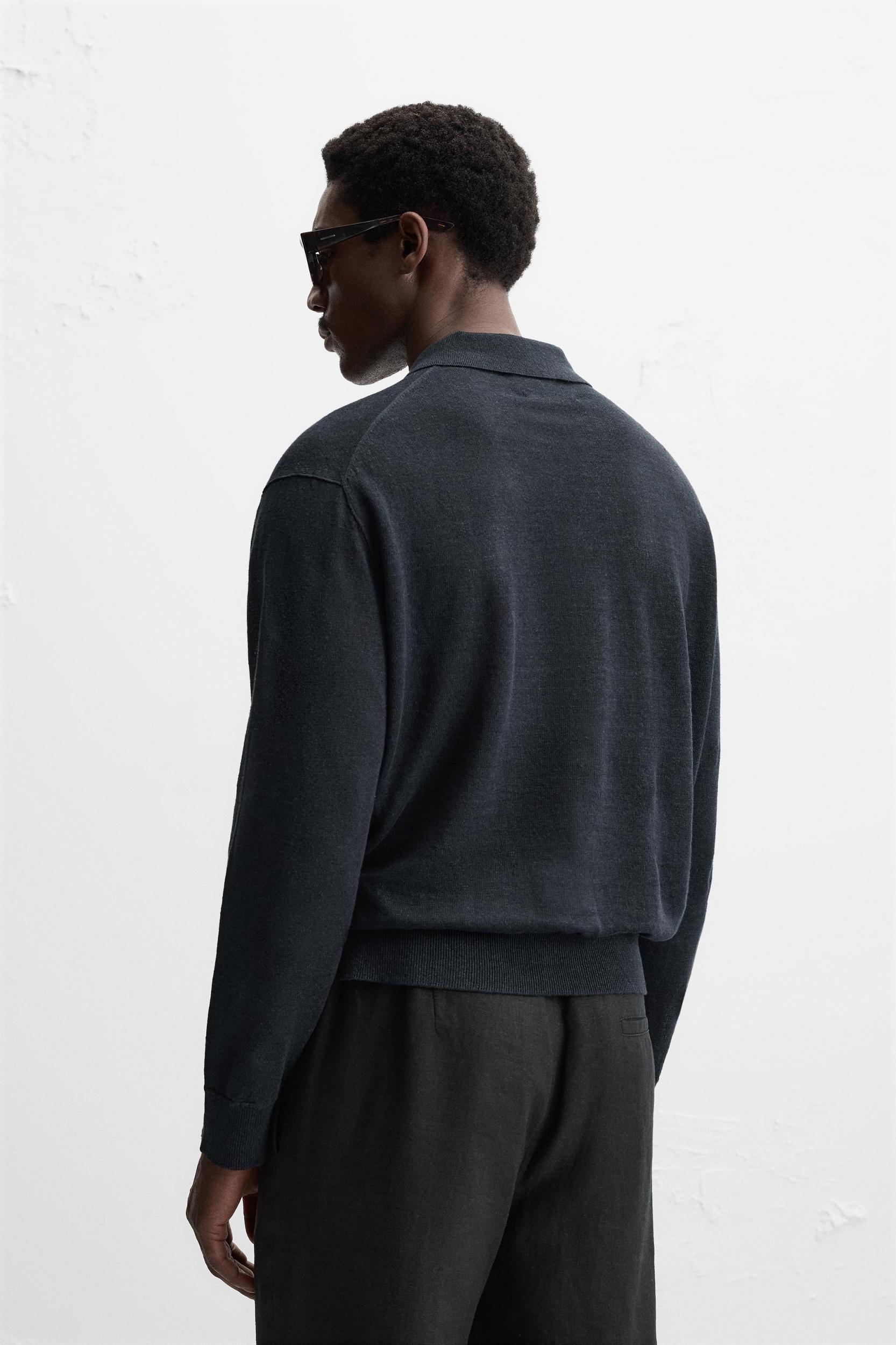 100% LINEN KNIT POLO SHIRT Product Image