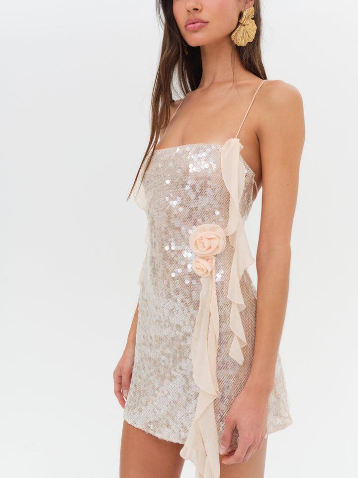 Sydney Sequin Mini Dress — Neutral Product Image