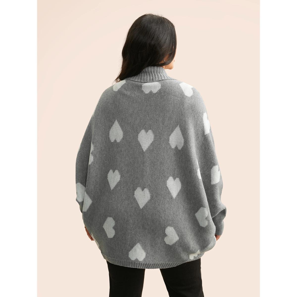 Plus Size Lapel Collar Heart Shaped Cardigan Mediumgray Women Casual Oversized Long Sleeve Everyday Cardigans BloomChic 22-24/3X Product Image