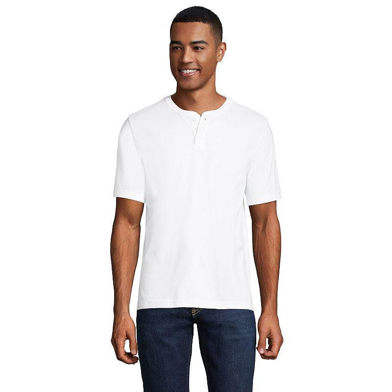 Big & Tall Lands' End Short Sleeve Super-T Henley, Men's, Size: 4XB, White Product Image