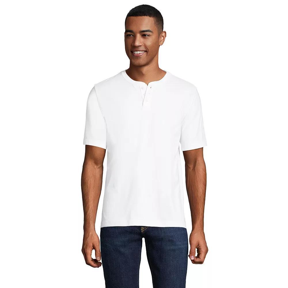 Big & Tall Lands' End Short Sleeve Super-T Henley, Men's, Size: 4XB, White Product Image