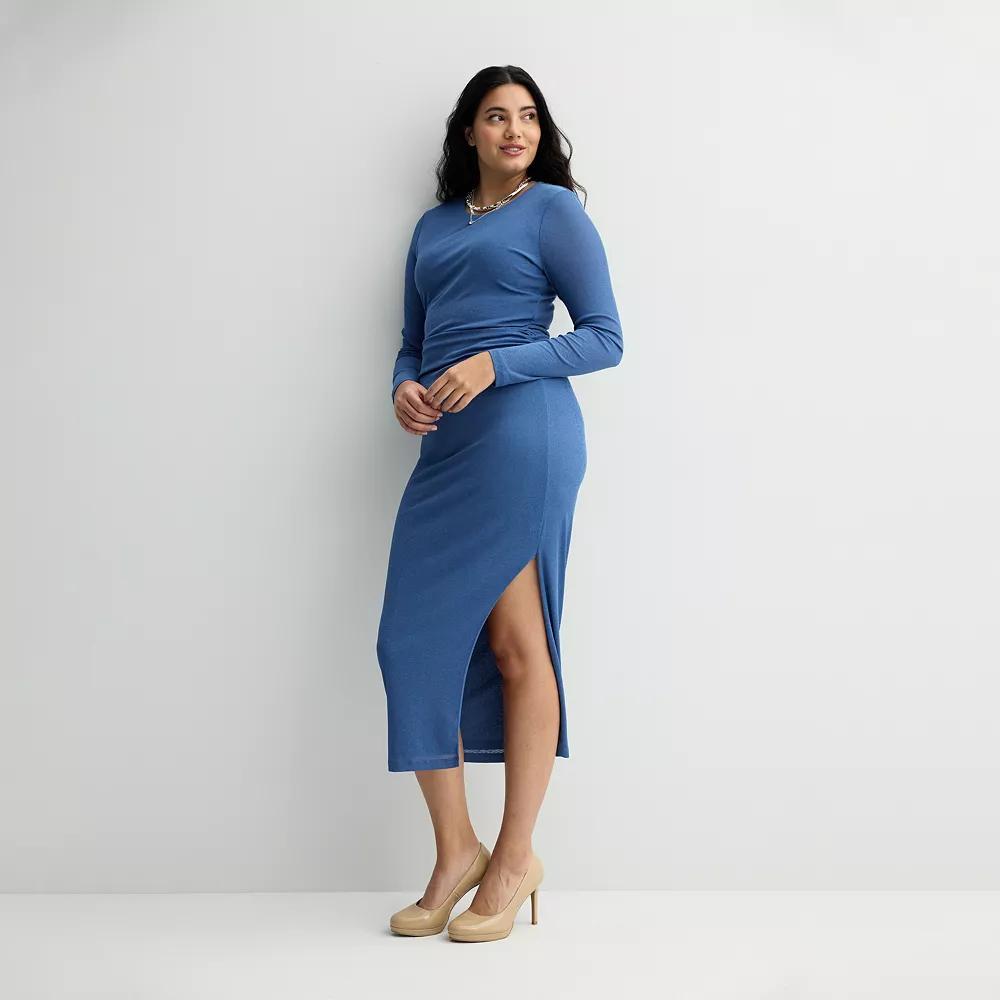 Women's INTEMPO Long Sleeve Bodycon Dress, Size: Small, Blue Product Image