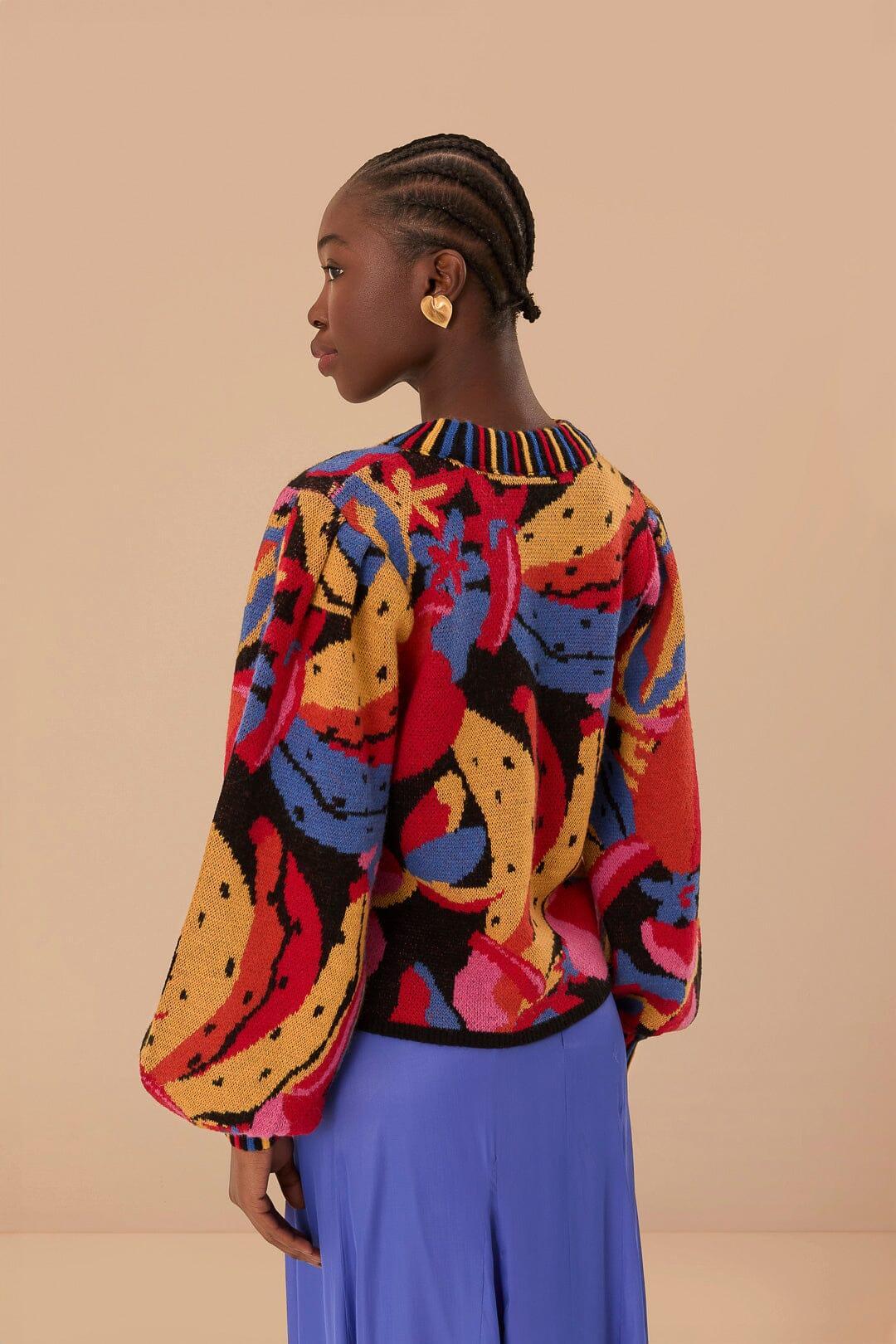 Multicolor Fruitelicious Knit Sweater, FRUITELICIOUS BLACK / XL Product Image