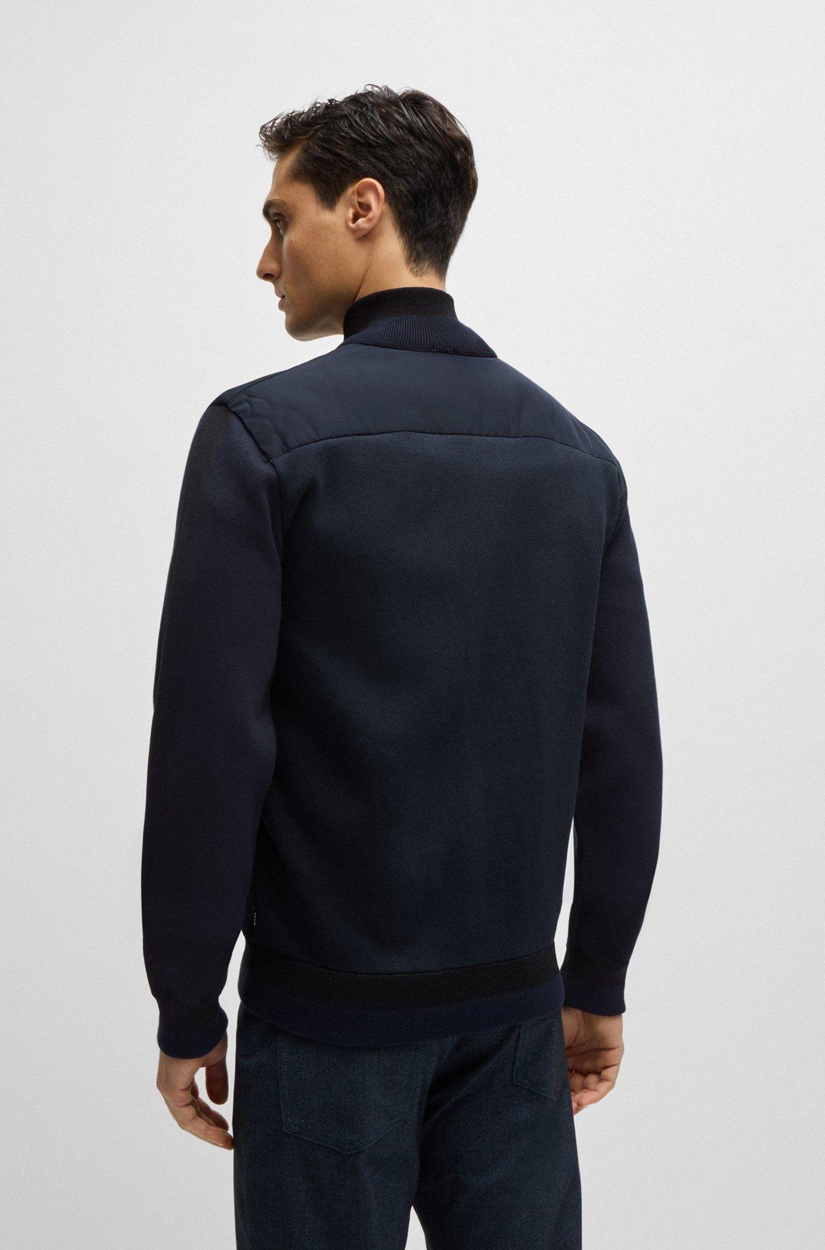 Mixed-material zip-up jacket with double-monogram badge Product Image
