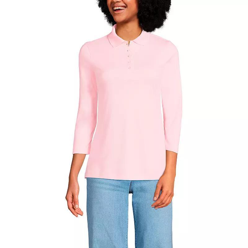 Womens Lands End Supima Cotton 3/4-Sleeve Polo Shirt Product Image