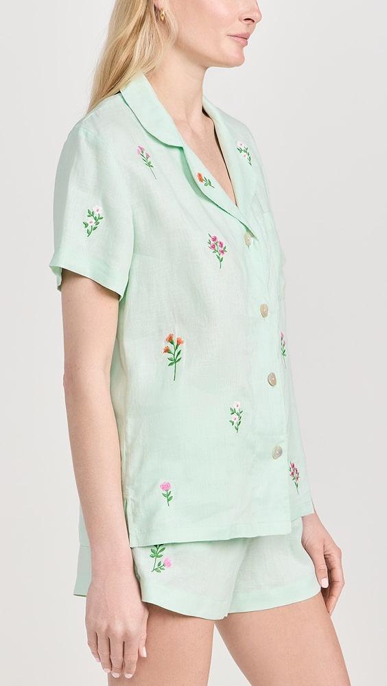 BedHead PJs Mint Short Sleeve Classic Shorty Woven Linen PJ Set | Shopbop Product Image
