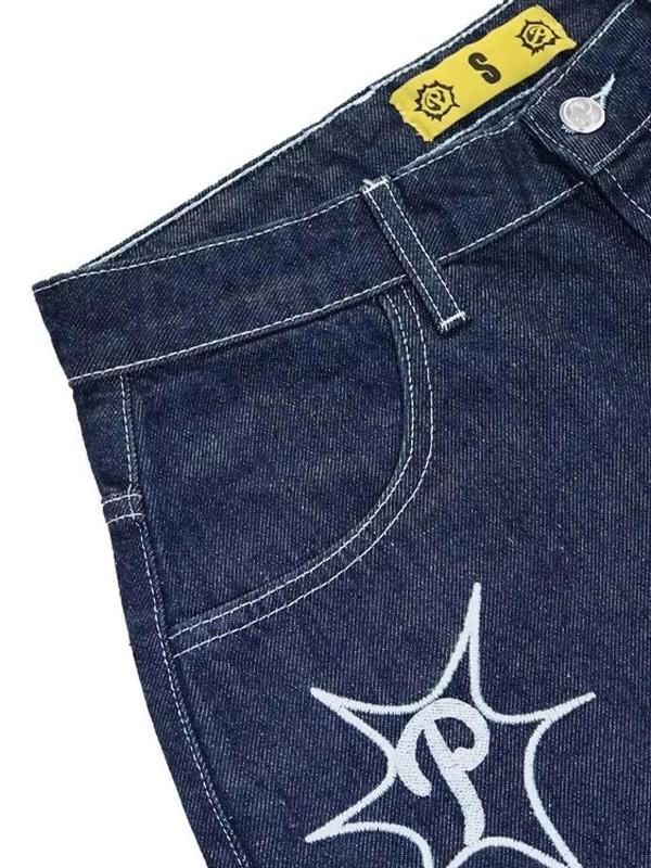 Men's Street Letter Denim Shorts Product Image