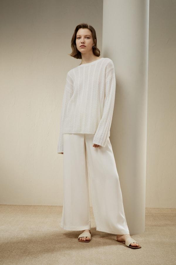 Semi-Sheer Cable-knit Cashmere Sweater Product Image