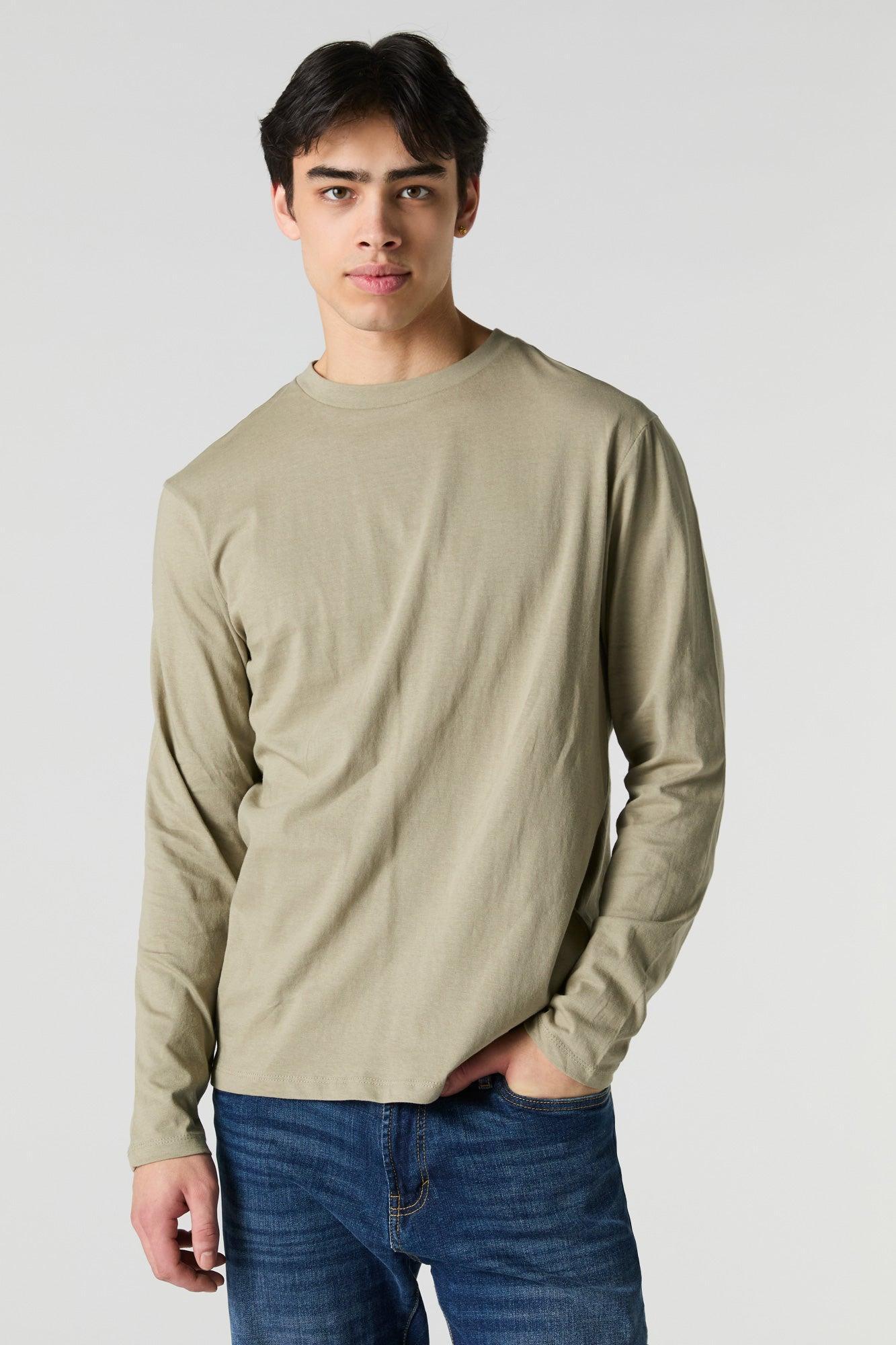 Solid Crewneck Long Sleeve Top Male Product Image