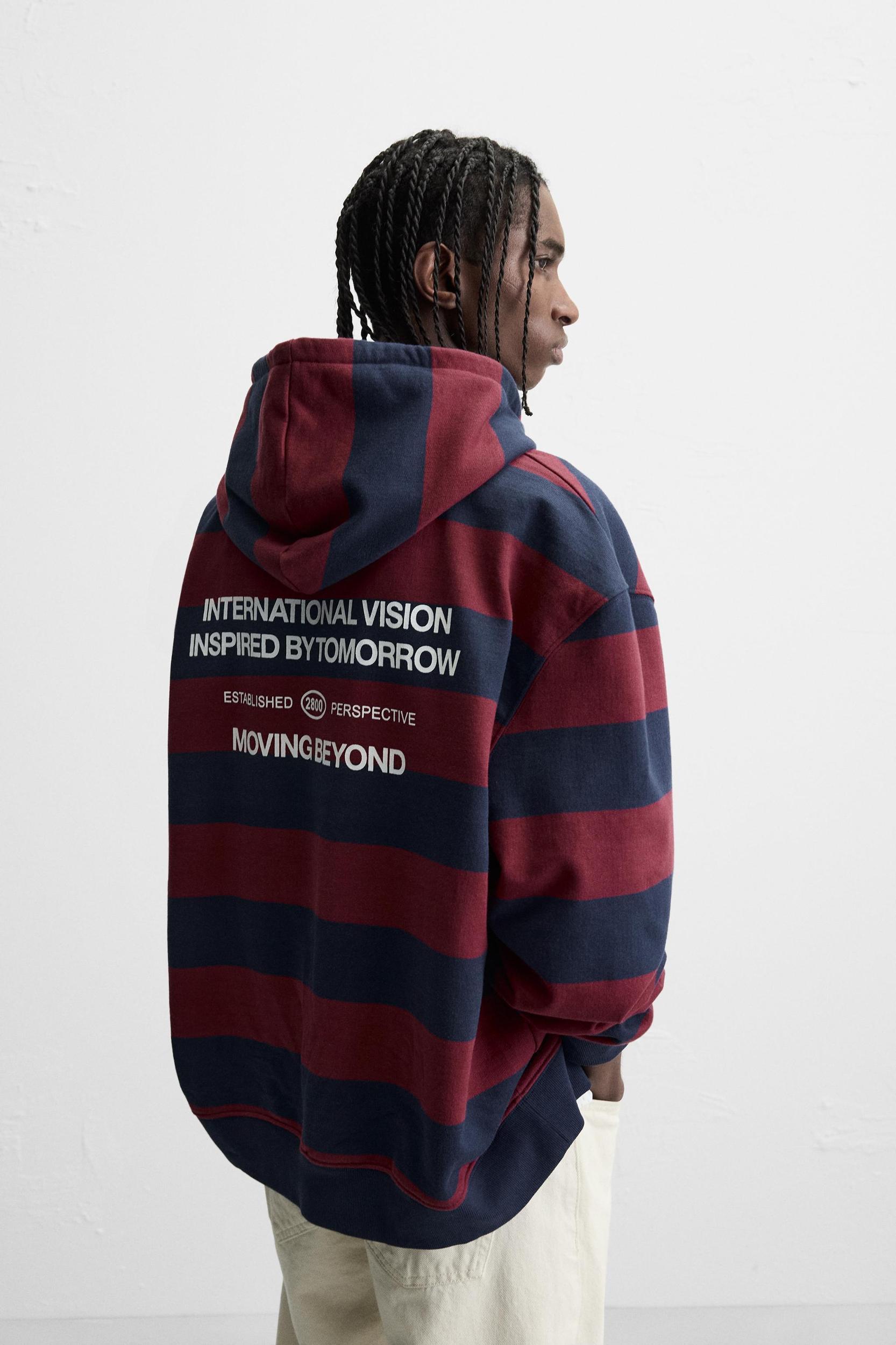 STRIPED HOODED SWEATSHIRT Product Image