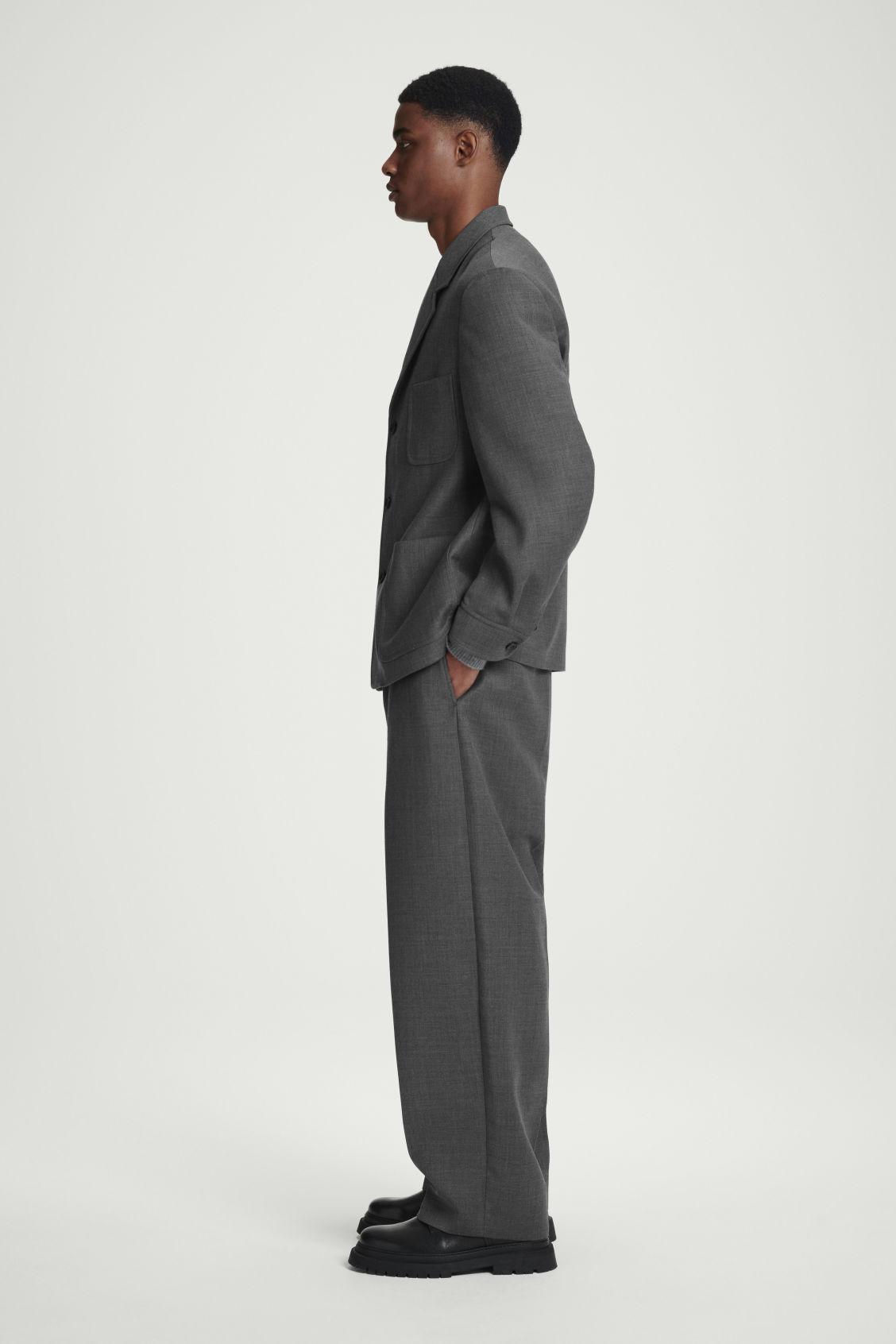 RELAXED UNSTRUCTURED MERINO WOOL-BLEND BLAZER Product Image