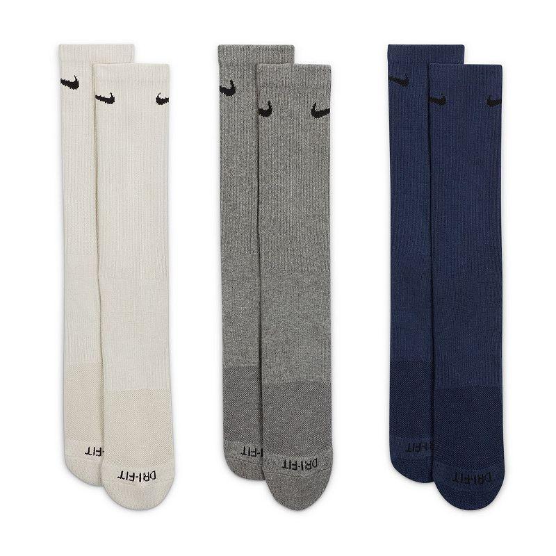 Men's Nike 3-Pack Everyday Plus Dri-FIT Cushion Crew Training Socks, Size: 8-12, Grey Team Product Image