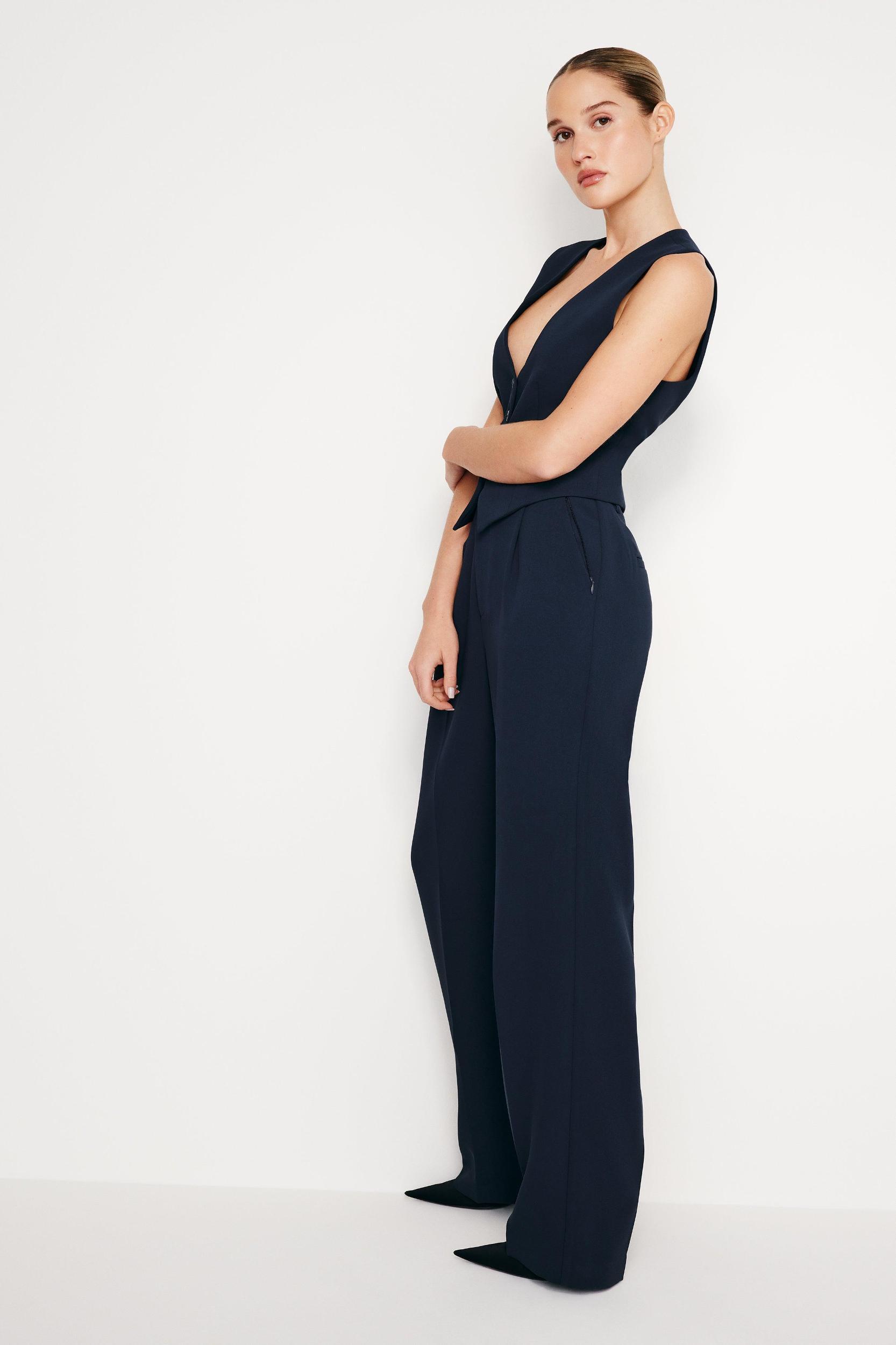 LUXE SUITING COLUMN TROUSER | NEW NAVY002 Product Image