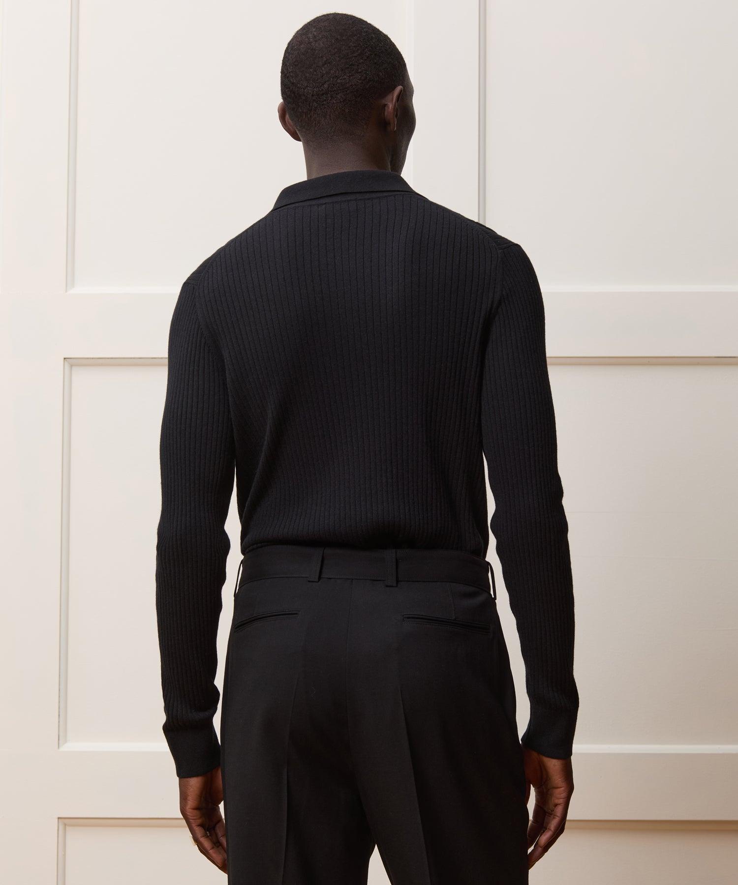 Silk-Cashmere Ribbed Sweater Polo Product Image