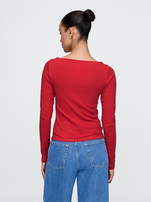 Modern Rib Cropped Boatneck T-Shirt Product Image