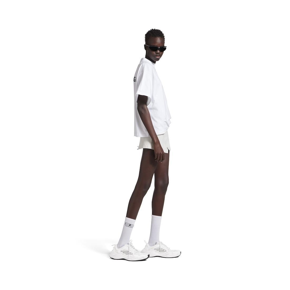 Women's Balenciaga Back Cropped T-shirt in White/black Product Image