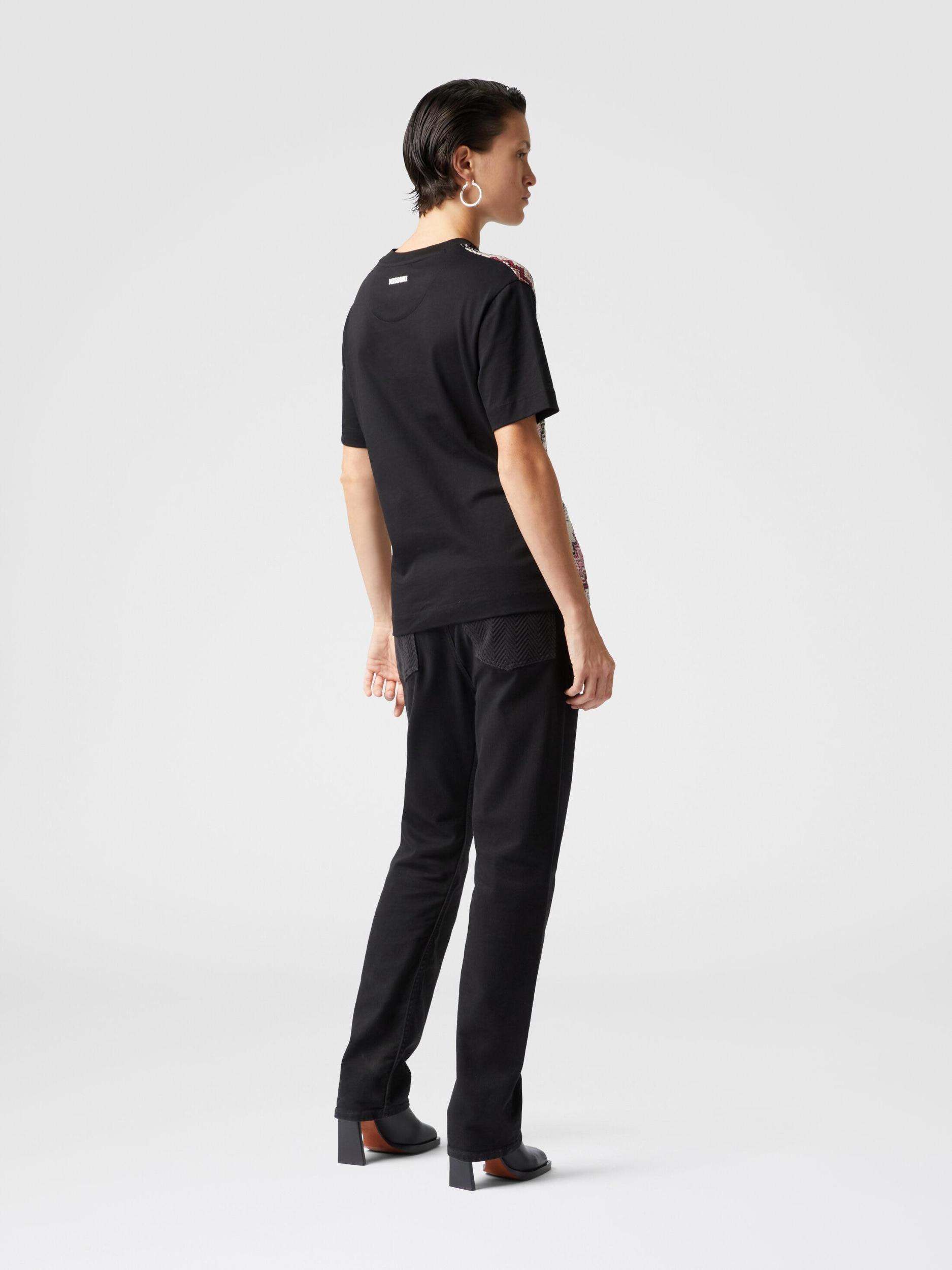 Crewneck T-shirt with lamé zig zag knit insert Product Image