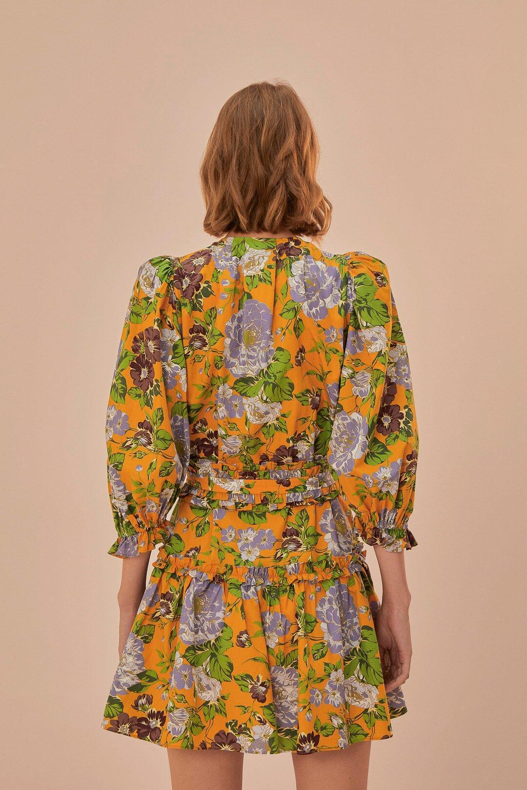 Yellow Capri Floral Short Sleeve Mini Dress, CAPRI FLORAL YELLOW / L Product Image
