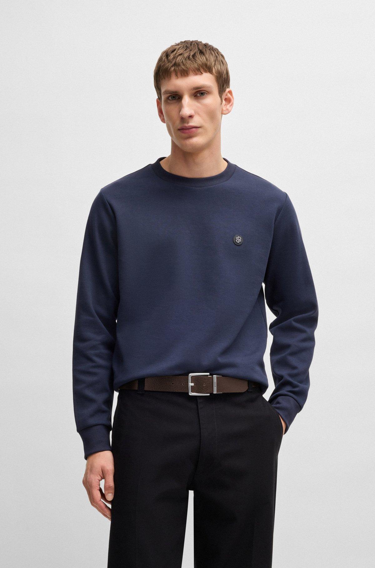 Reversible belt in plain and grained leather Product Image