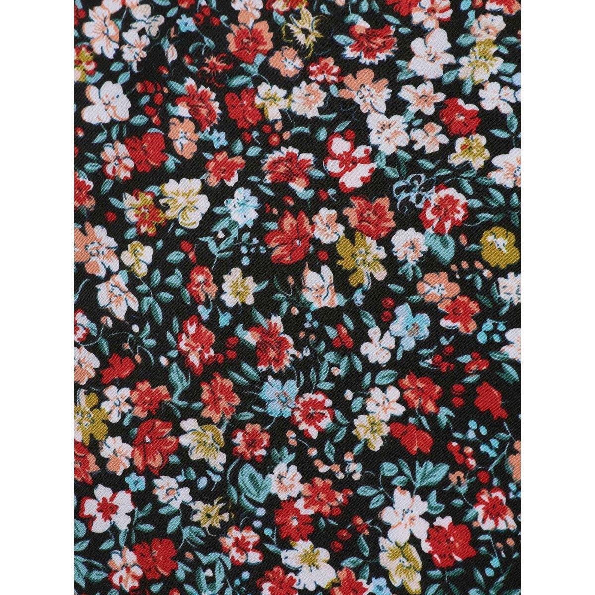 Plus Size Floral Print Stretchy Smocked Waist Mini Skirt Women Multicolor Elegant Gathered Low stretch Side seam pocket Everyday Skirts BloomChic 22-24/3X Product Image