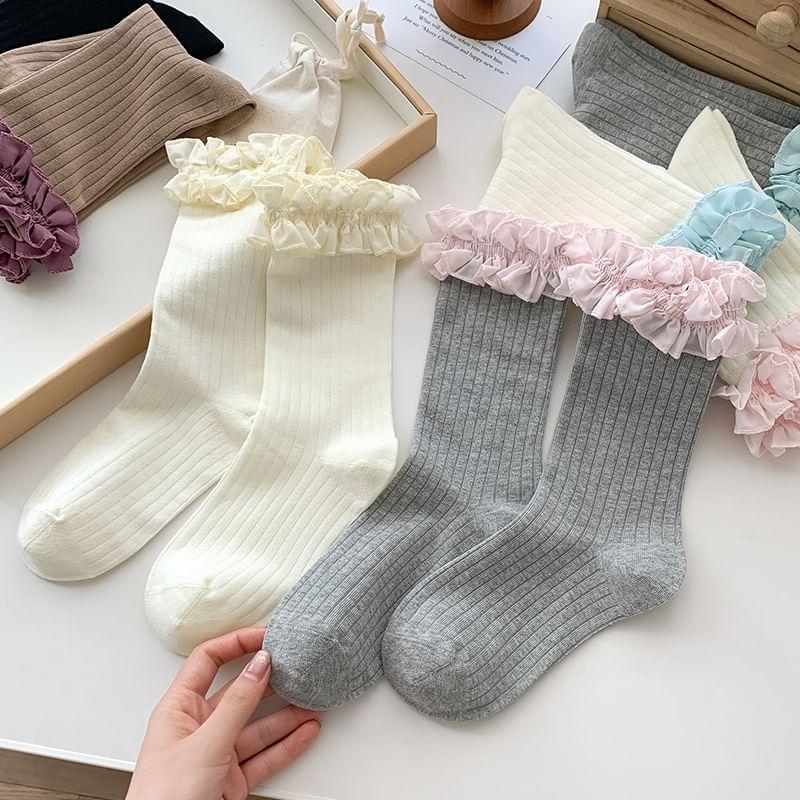 Ruffle Trim Plain Socks / Set Product Image