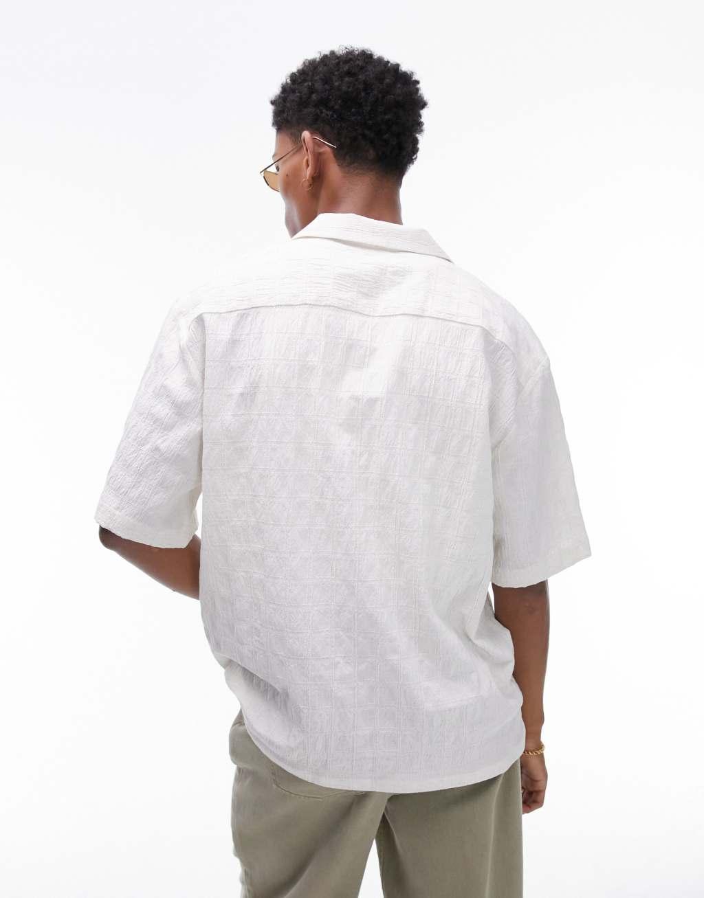 Topman short sleeve square textured shirt Product Image