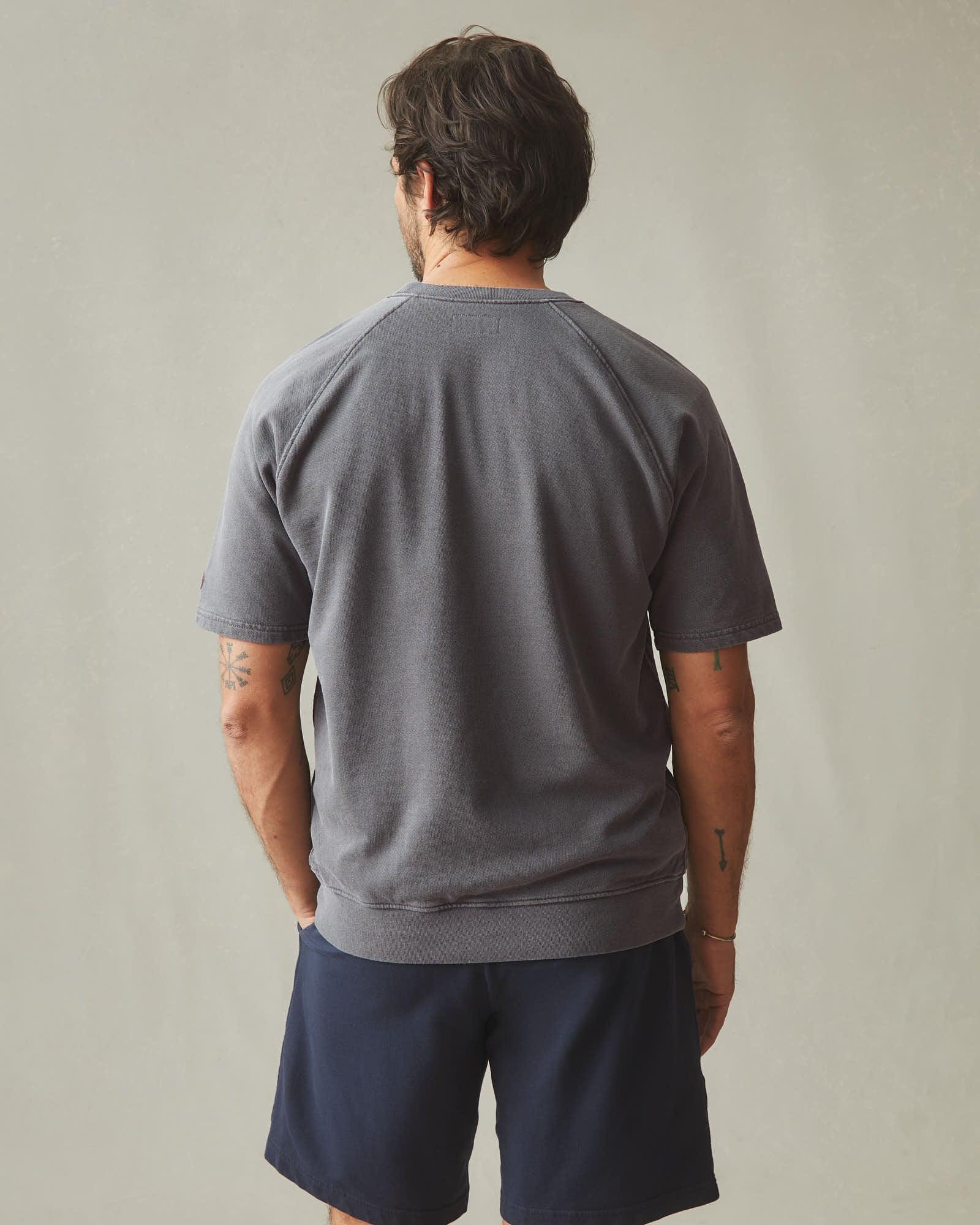 Men's Distressed French Terry Tee - Dark Charcoal Product Image