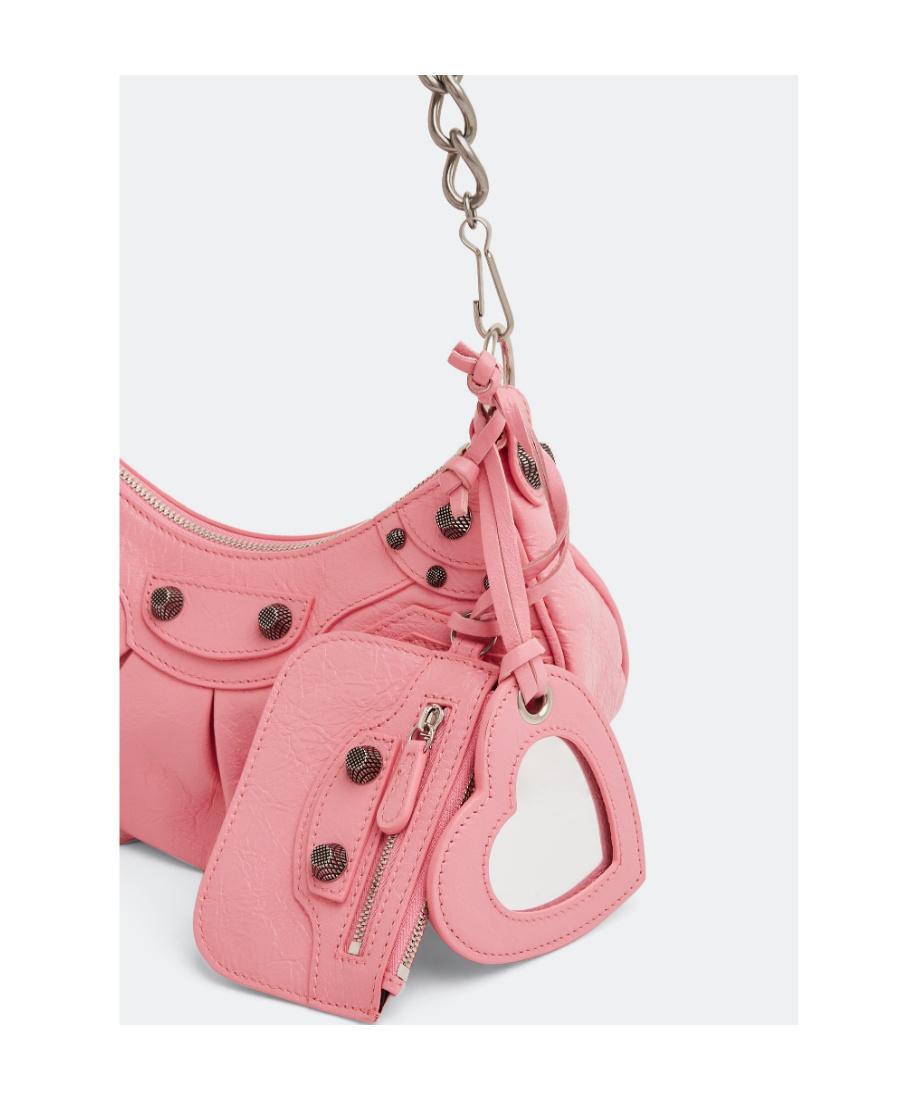 BALENCIAGA Women Pink Nappa Leather Le Cagole Xs Crossbody Bag Product Image