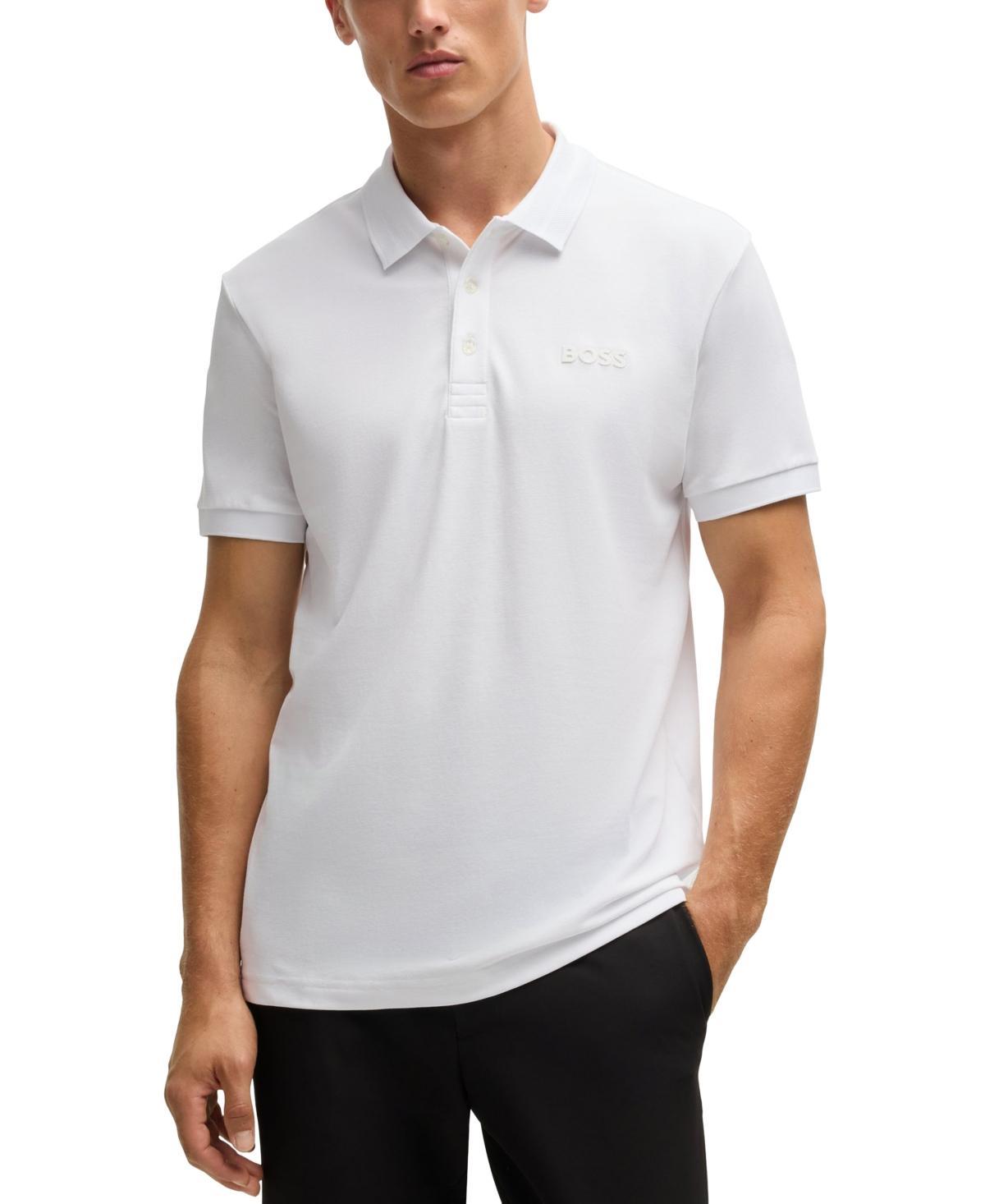 HUGO BOSS Boss By  Men's Regular-fit Logo Detail Polo In White Product Image
