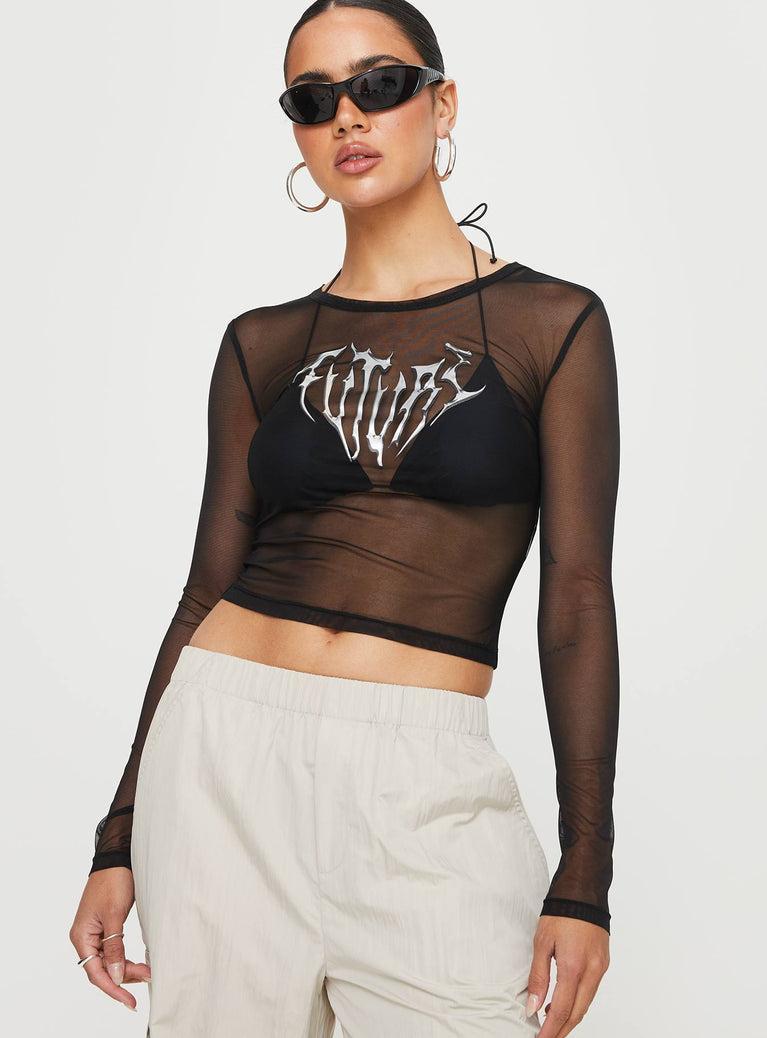 Future Mesh Long Sleeve Top Black Product Image