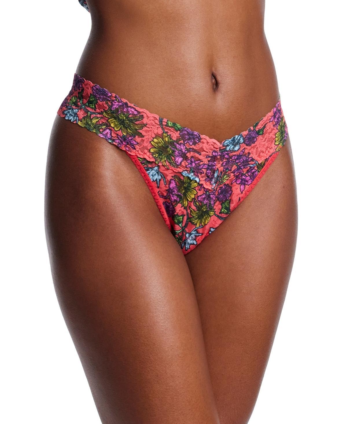 Printed Original-Rise Signature Lace Thong Product Image