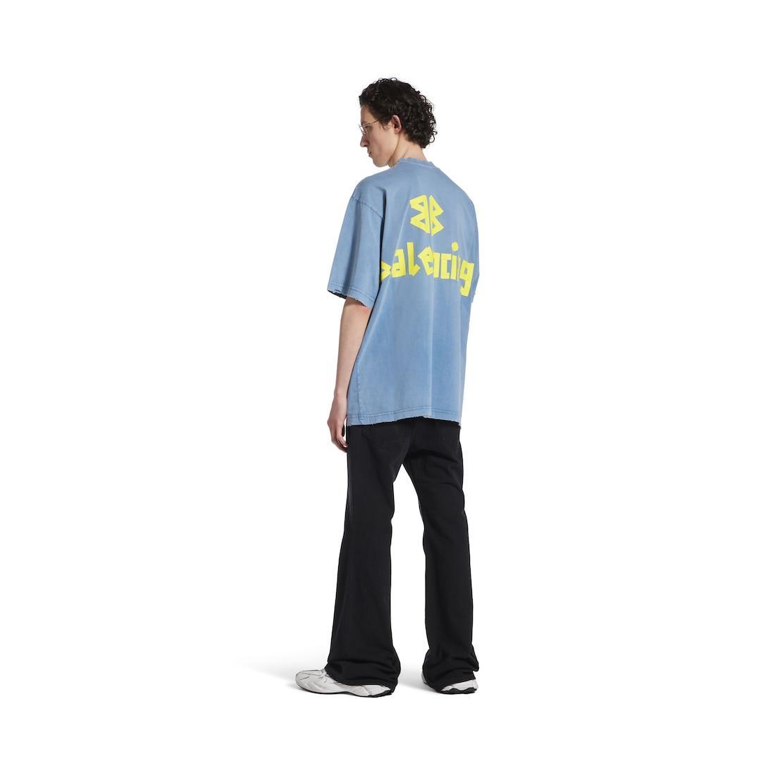 Men's Tape Type T-shirt Medium Fit in Faded Blue Product Image
