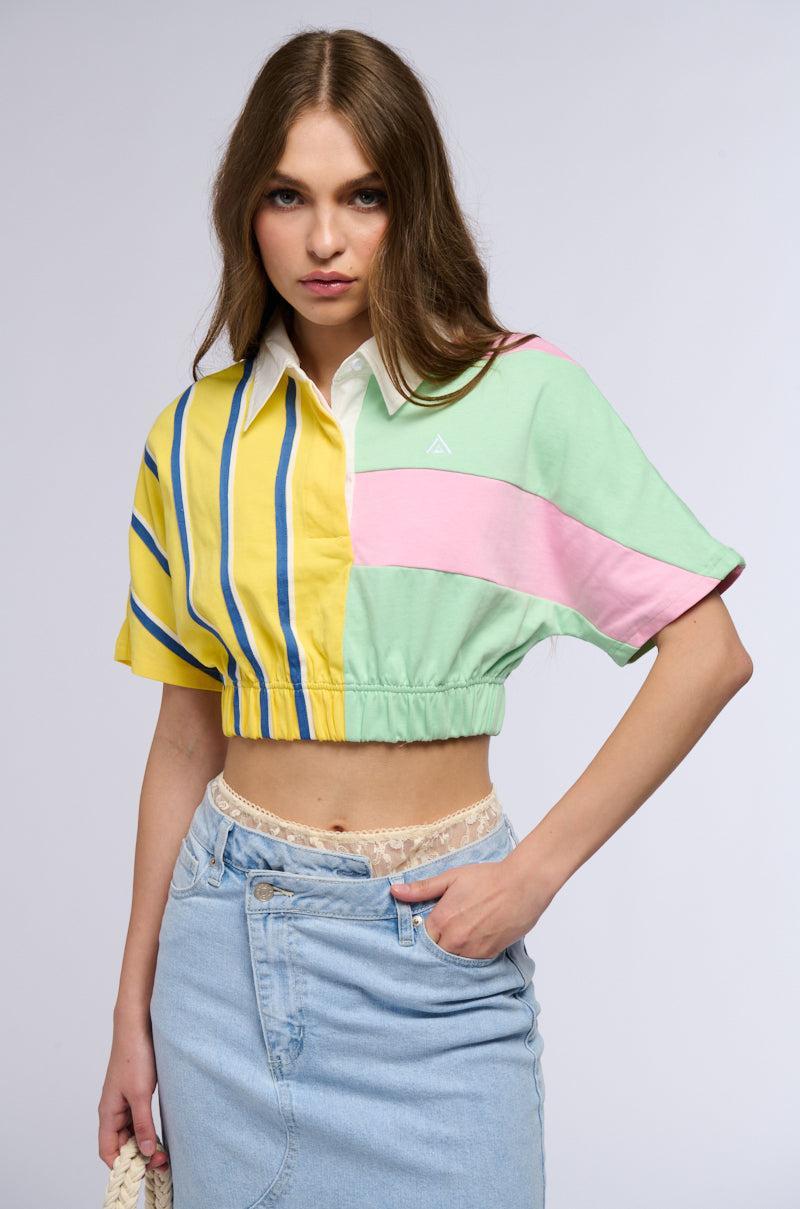 DONT LOOK BACK CROP COLLARED TEE Product Image