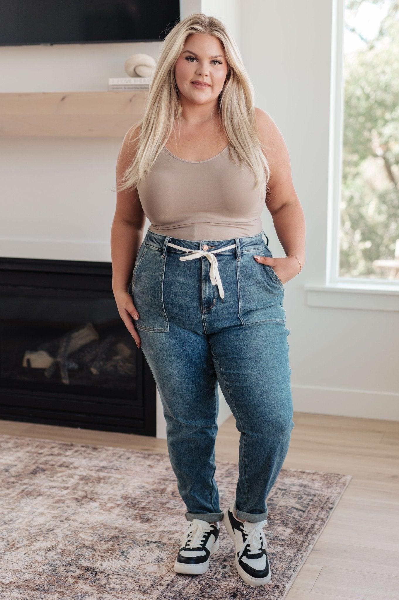 Charlene High Rise Contrast Thread Jogger in Ecru (Online Exclusive) Product Image