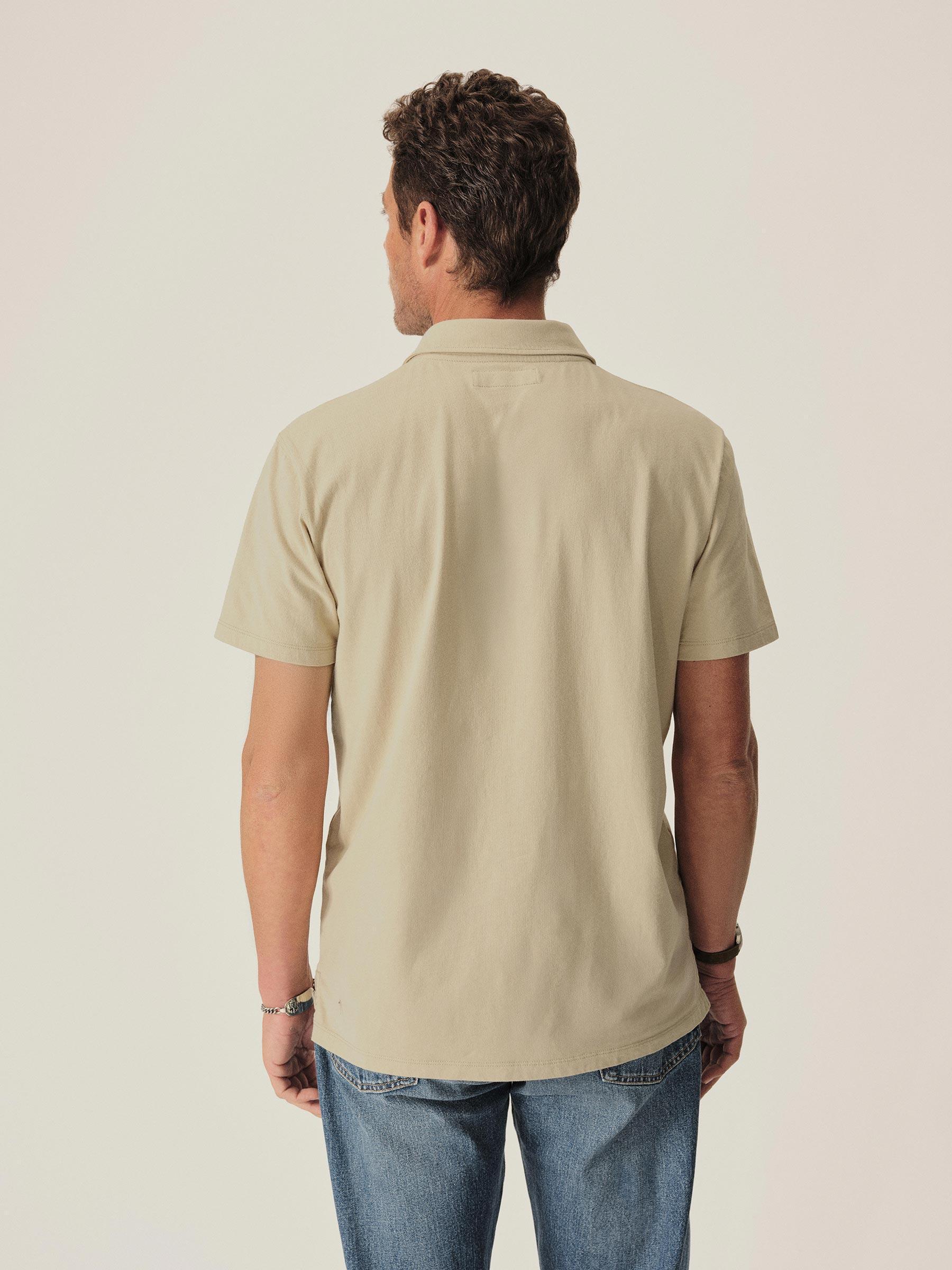 Moss Grey Venice Wash Sueded Cotton Polo Product Image