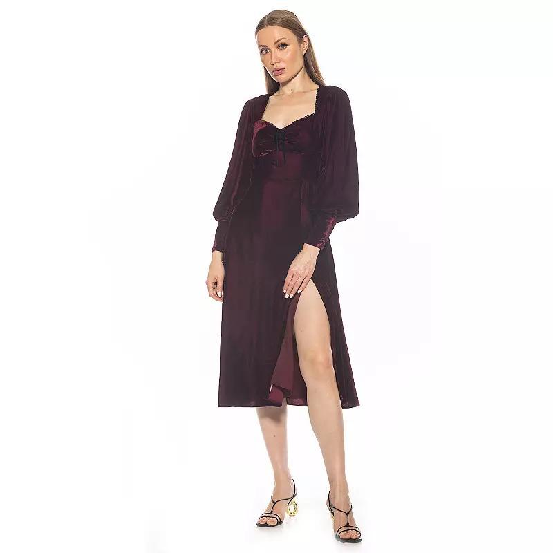 Women's ALEXIA ADMOR Willa Long Bubble Sleeve Fit And Flare Dress, Size: 4, Red Product Image