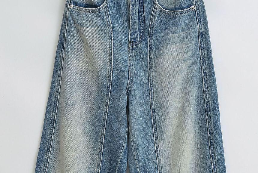 High Waist Washed Wide Leg Jeans Product Image