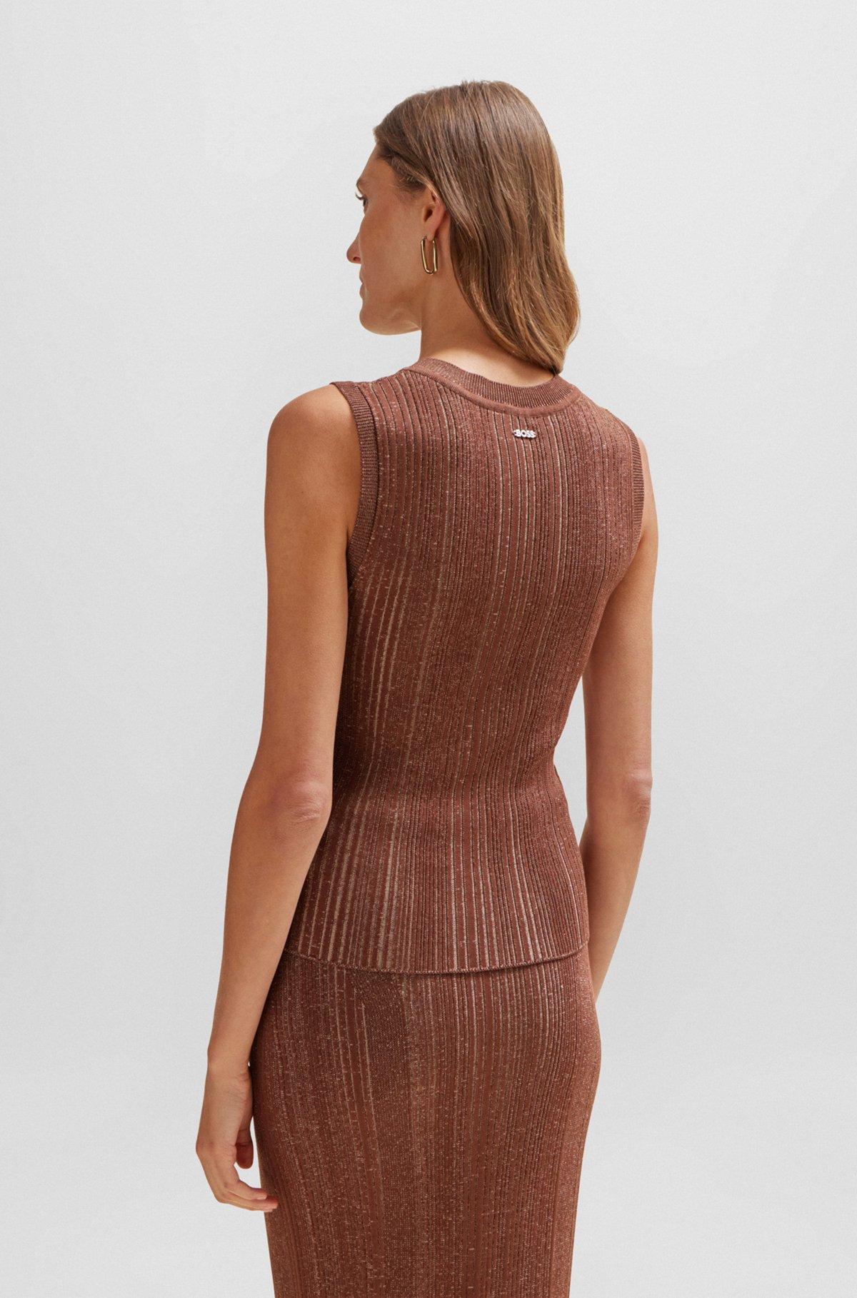 Sleeveless knitted top with ribbed structure Product Image