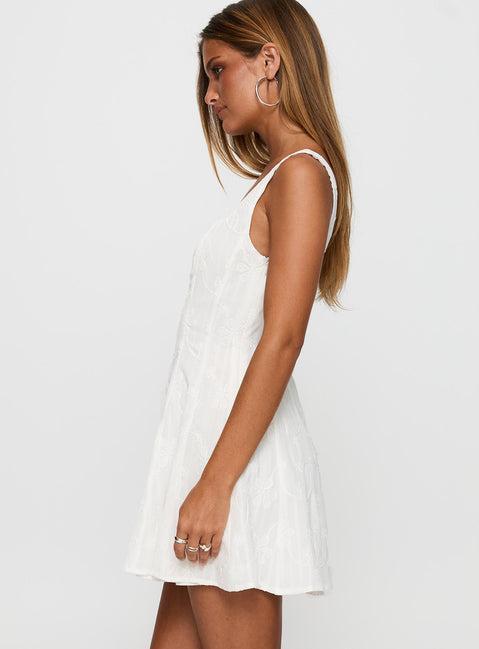 You Can Embroidered Mini Dress White Product Image