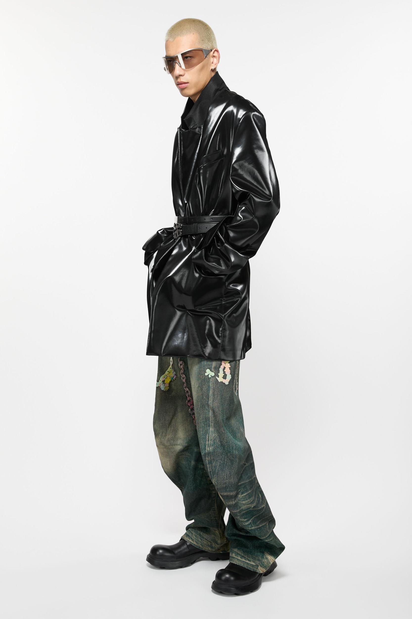 Single-breasted glossed overcoat Product Image