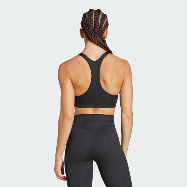 adidas Powerimpact Rib Medium Support Training Bra Black S C-D Womens Product Image