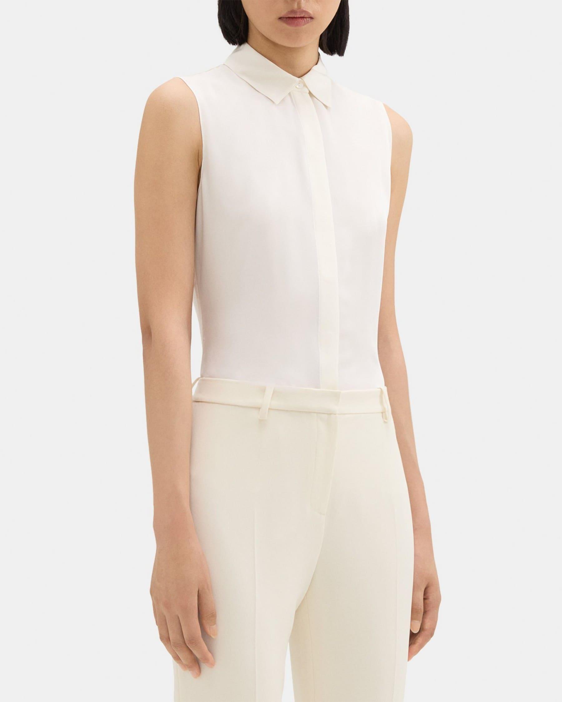 Fitted Sleeveless Shirt in Silk Georgette Product Image