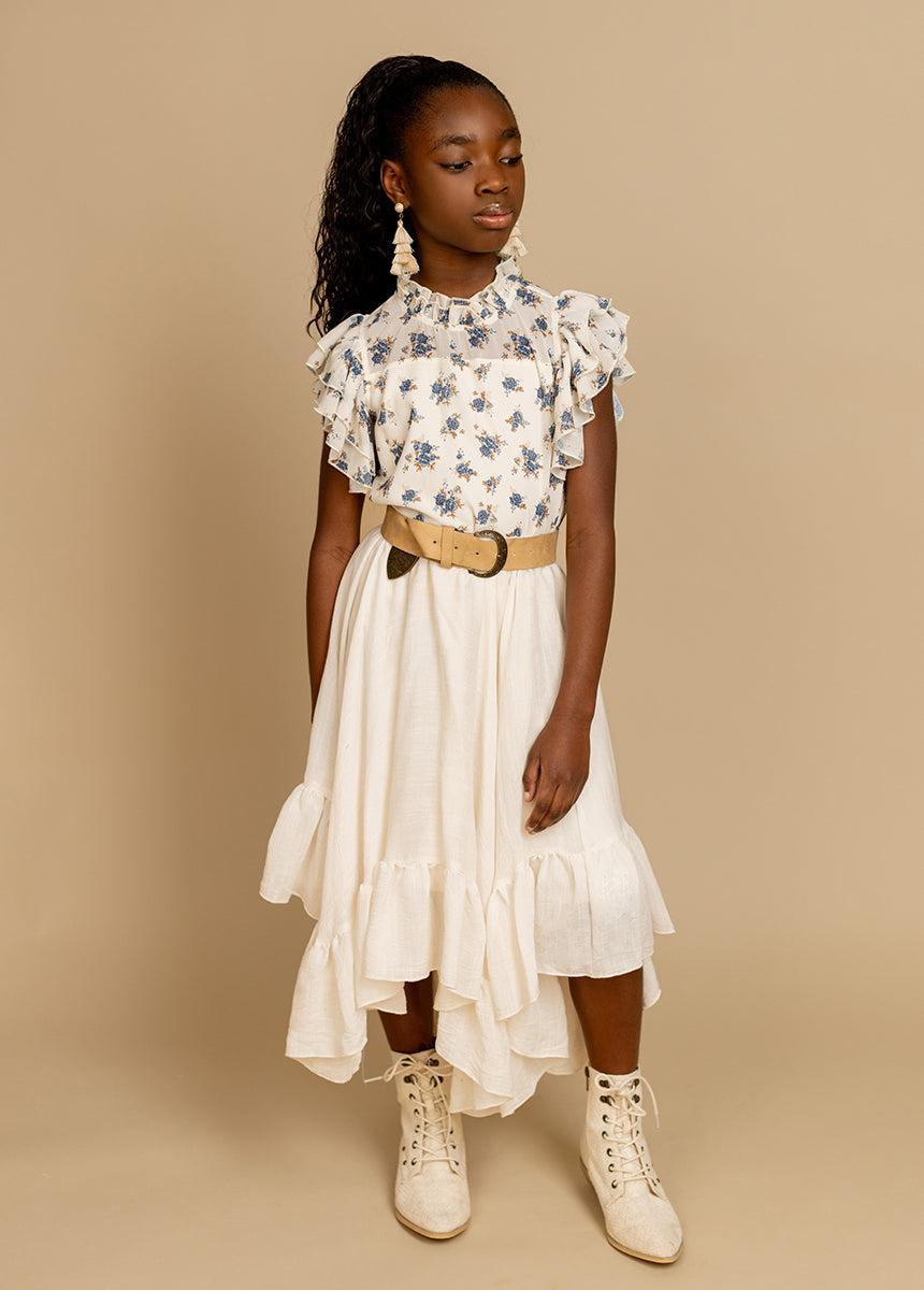 Isadora Top in Cream Ditsy Floral Girls Product Image