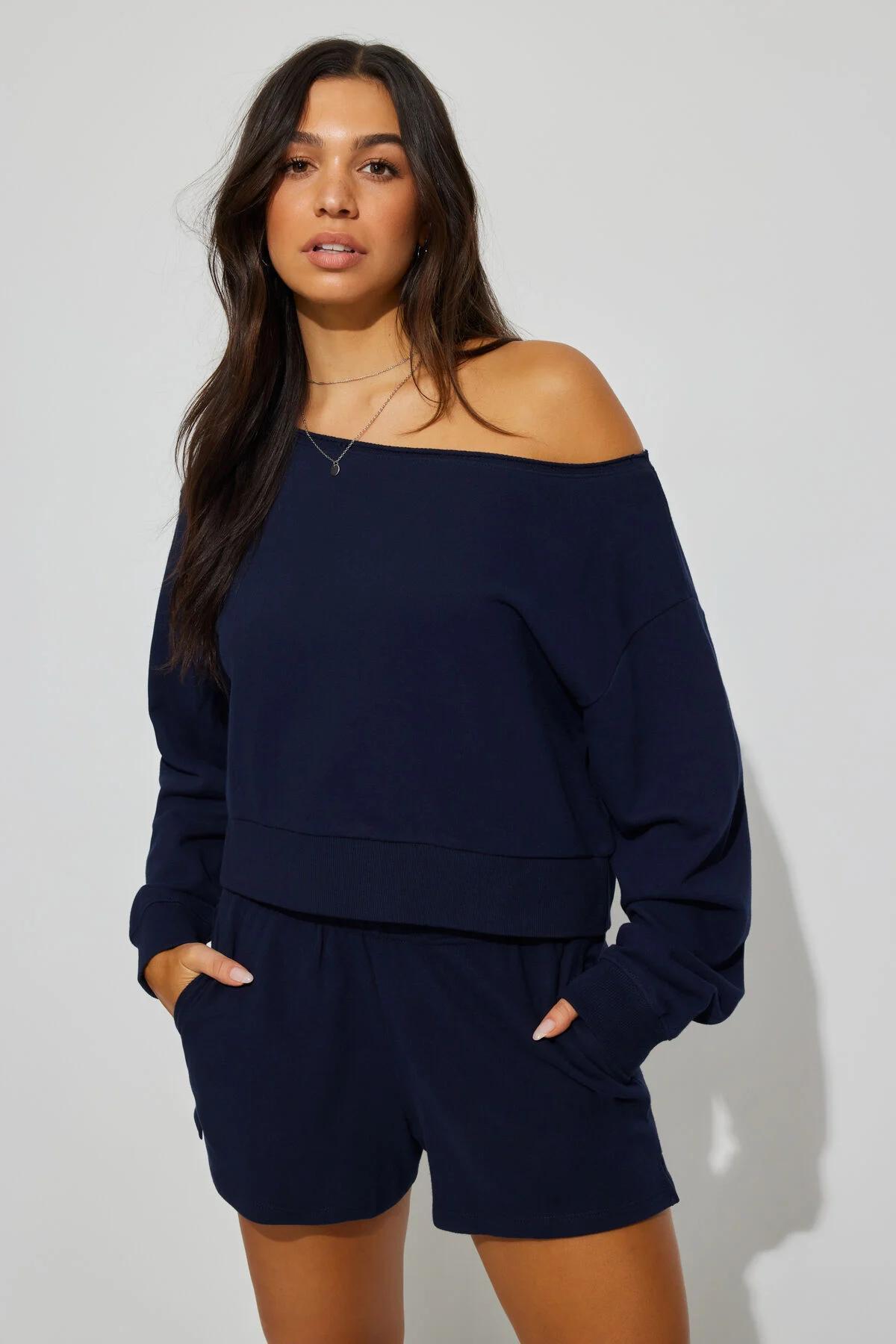 SoftTerry Off Shoulder Sweatshirt Product Image