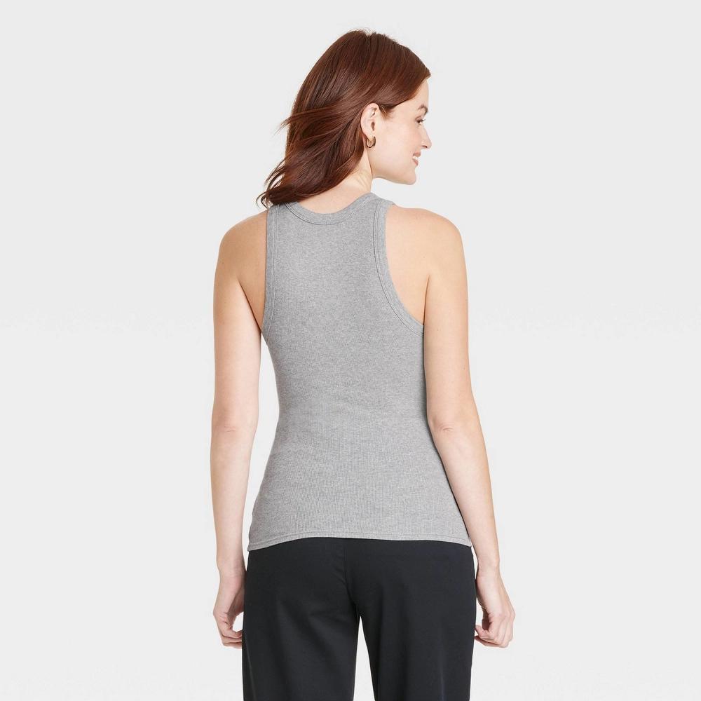 Women's Slim Fit Ribbed Highneck Tank Top - A New Day™ Heather Gray 4X: Cotton Modal Blend, Sleeveless Pullover Product Image
