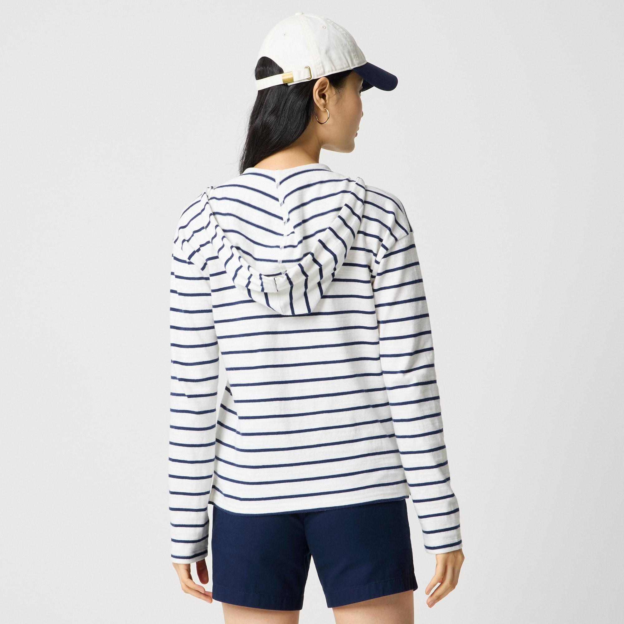 Striped V-neck hoodie Product Image