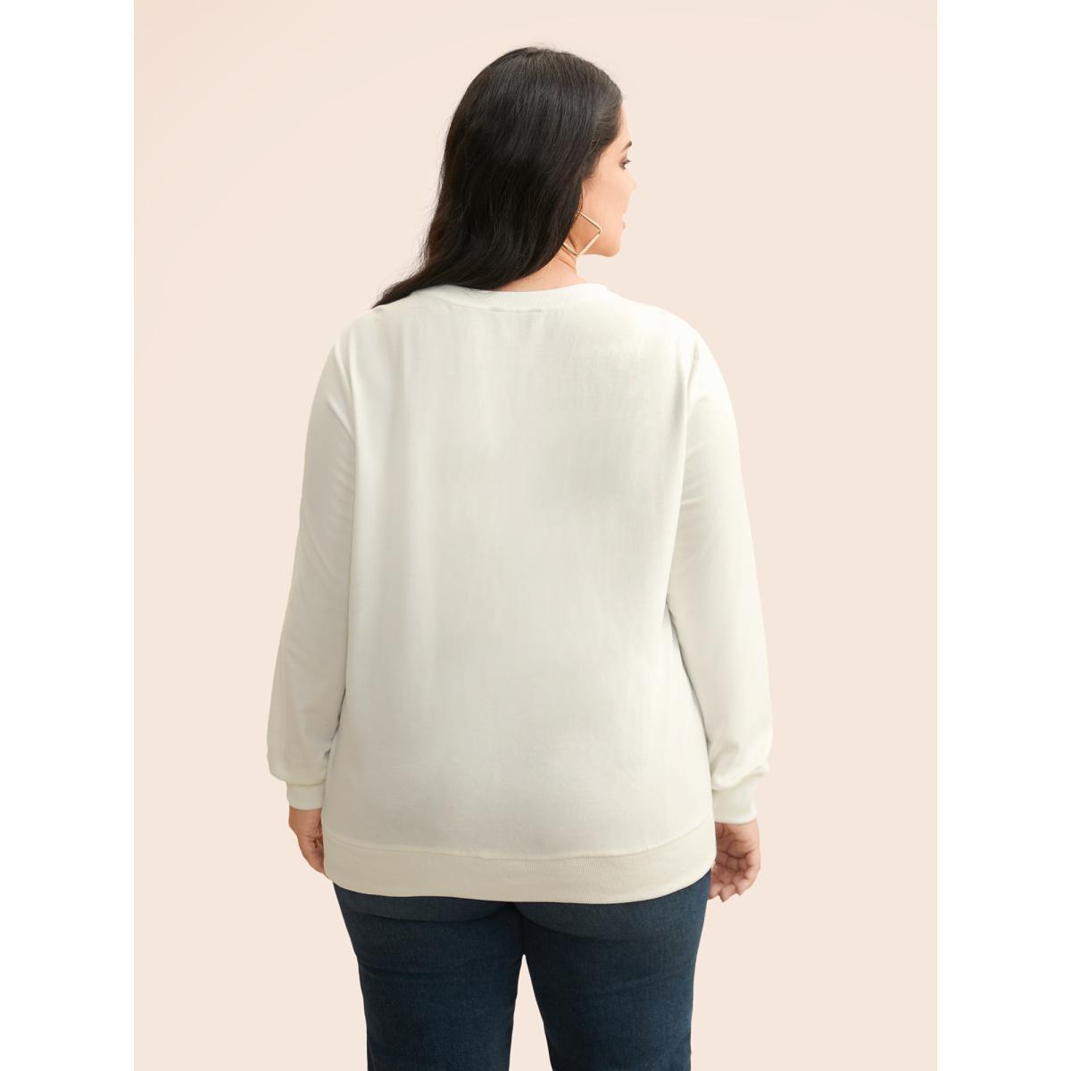 Plus Size Lobster Pattern Round Neck Sweatshirt Women Originalwhite Casual Patchwork Round Neck Everyday Sweatshirts BloomChic 10/M Product Image